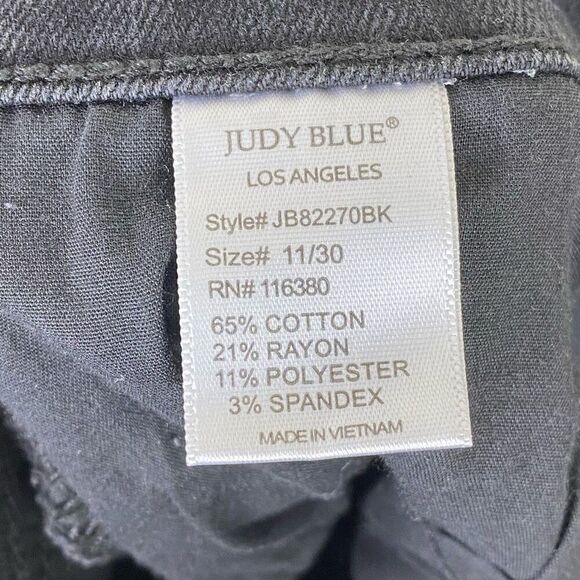 Judy Blue High Waist Black Distressed Denim Skinny Capri Jeans Size 11/30 - Picture 6 of 7